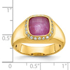 10k Men's Ruby Doublet Stone and Diamond Complete Ring