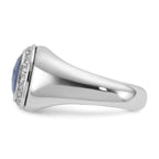 14k White Gold Mens Cushion Sapphire Doublet Stone and 1/5 carat Diamond Complete Ring - Sophia Jewelers