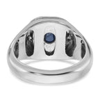 14k White Gold Mens Cushion Sapphire Doublet Stone and 1/5 carat Diamond Complete Ring - Sophia Jewelers