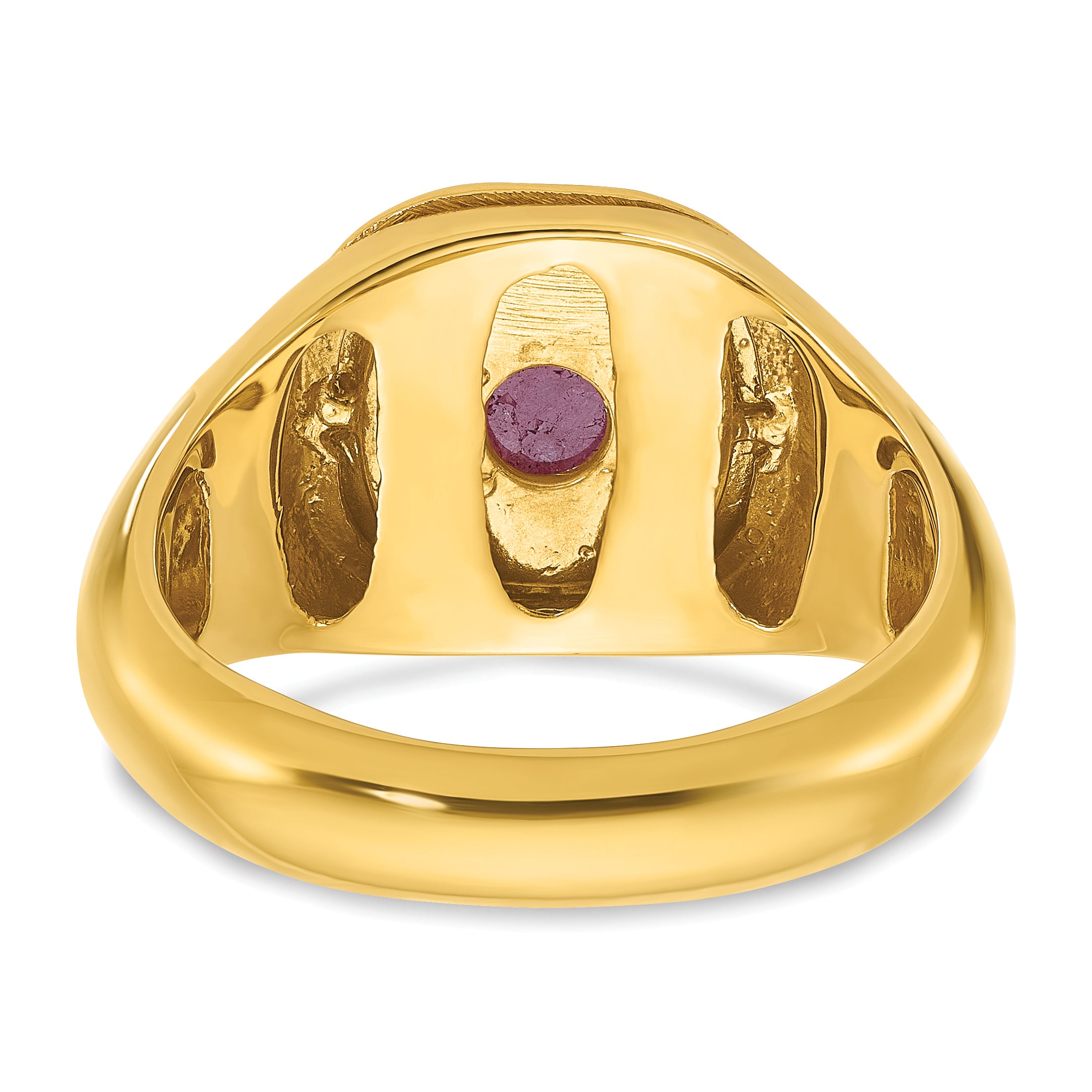 14k Mens Cushion Ruby Doublet Stone and 1/5 carat Diamond Complete Ring - Sophia Jewelers