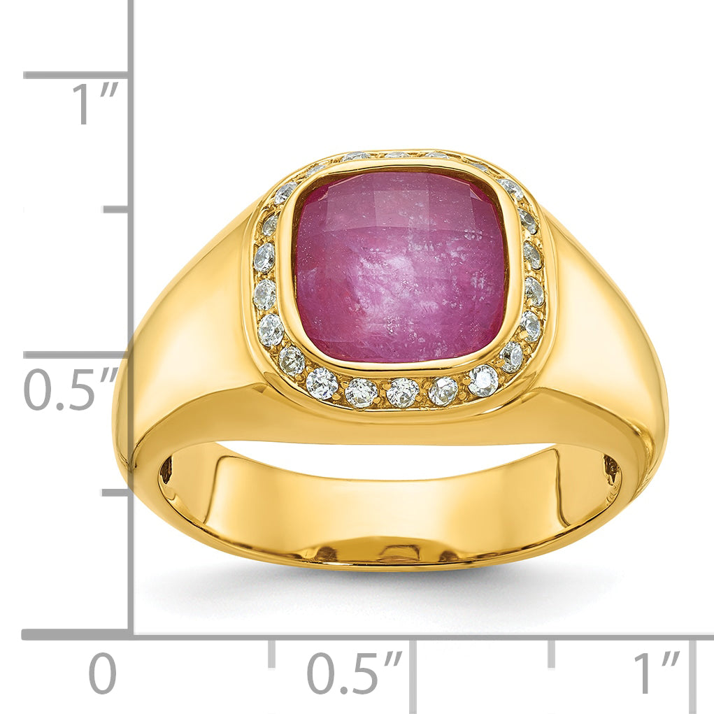 14k Mens Polished Cushion Gemstone and Diamond Ring Mounting, Mounting Only - Sophia Jewelers