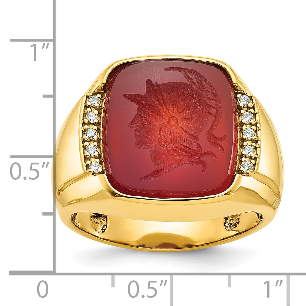 14k Mens Cushion Gemstone and Diamond Ring Mounting, Mounting Only - Sophia Jewelers