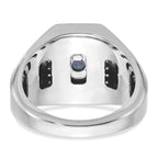 14k White Gold Mens Satin Octagon Sapphire Doublet Stone and 1/4 carat Diamond Complete Ring - Sophia Jewelers