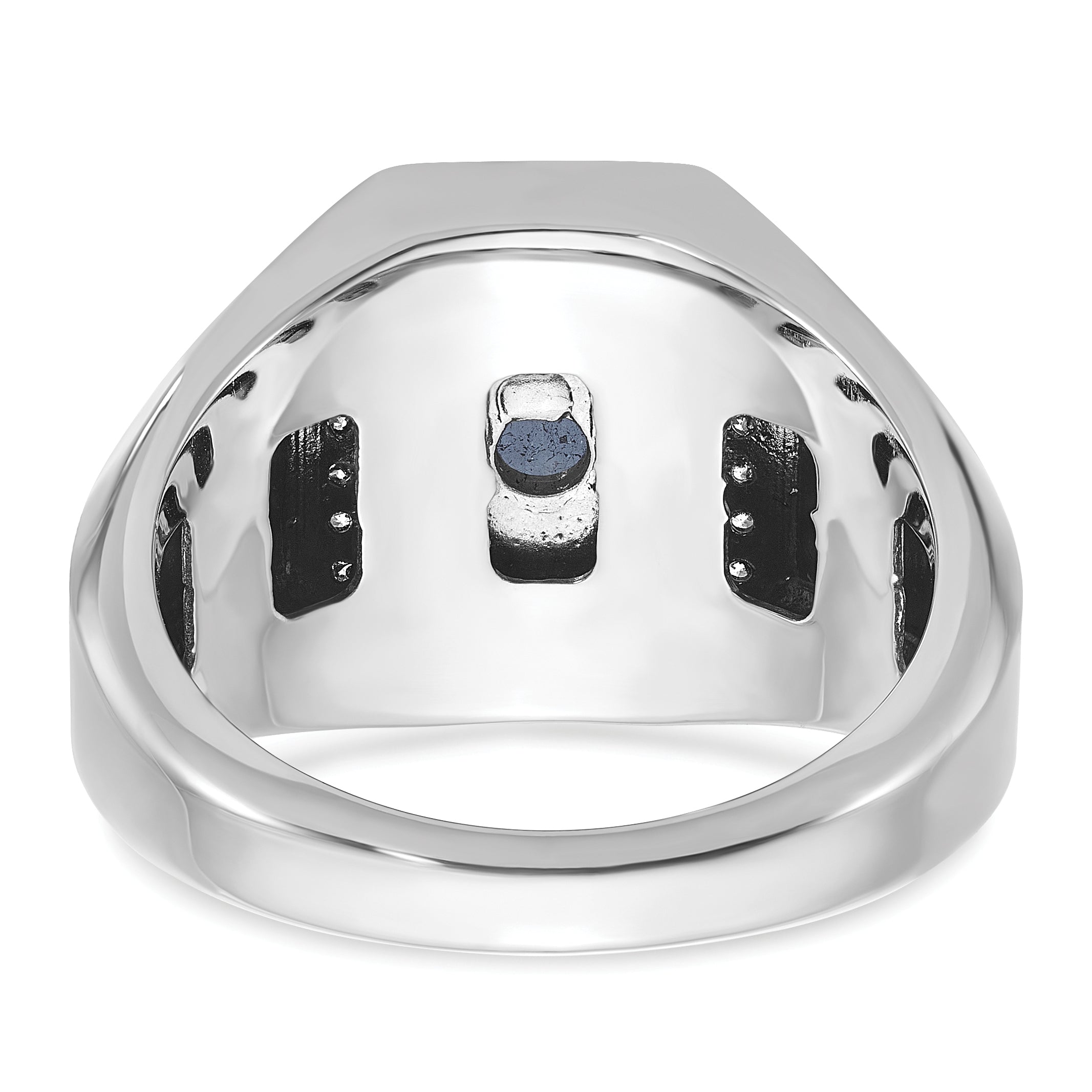 14k White Gold Mens Satin Octagon Sapphire Doublet Stone and 1/4 carat Diamond Complete Ring - Sophia Jewelers