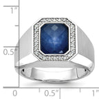 14k White Gold Mens Polished and Satin Octagon Gemstone and Diamond Ring Mounting, Mounting Only - Sophia Jewelers