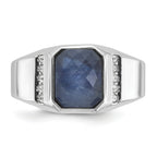 14k White Gold Mens Octagon Gemstone and Diamond Ring Mounting, Mounting Only - Sophia Jewelers