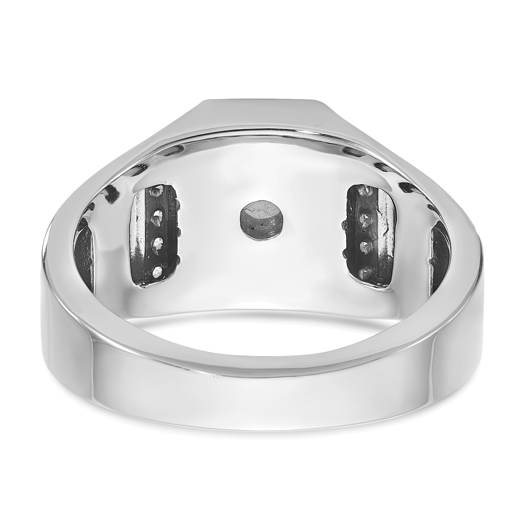 14k White Gold Mens Octagon Gemstone and Diamond Ring Mounting, Mounting Only - Sophia Jewelers