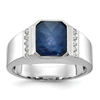 14k White Gold Mens Octagon Gemstone and Diamond Ring Mounting, Mounting Only - Sophia Jewelers