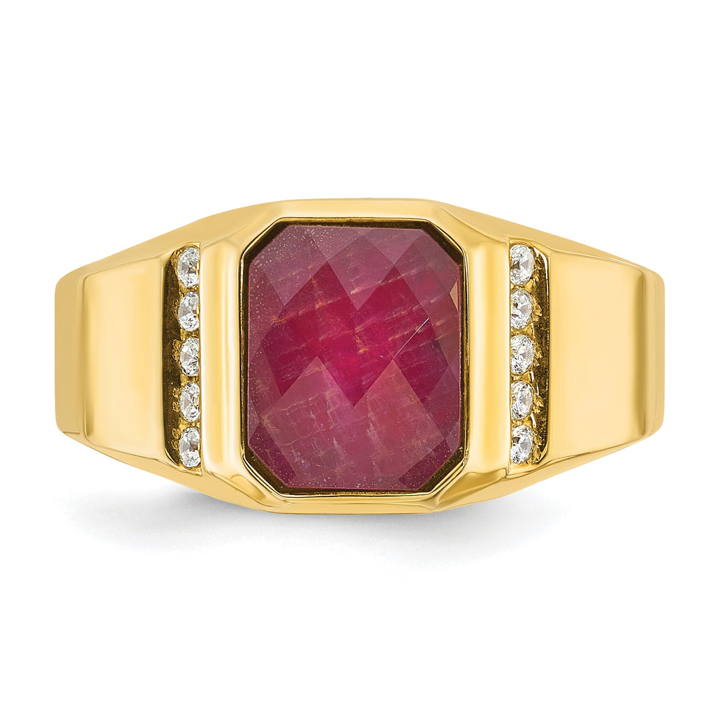14k Mens Octagon Gemstone and Diamond Ring Mounting, Mounting Only - Sophia Jewelers