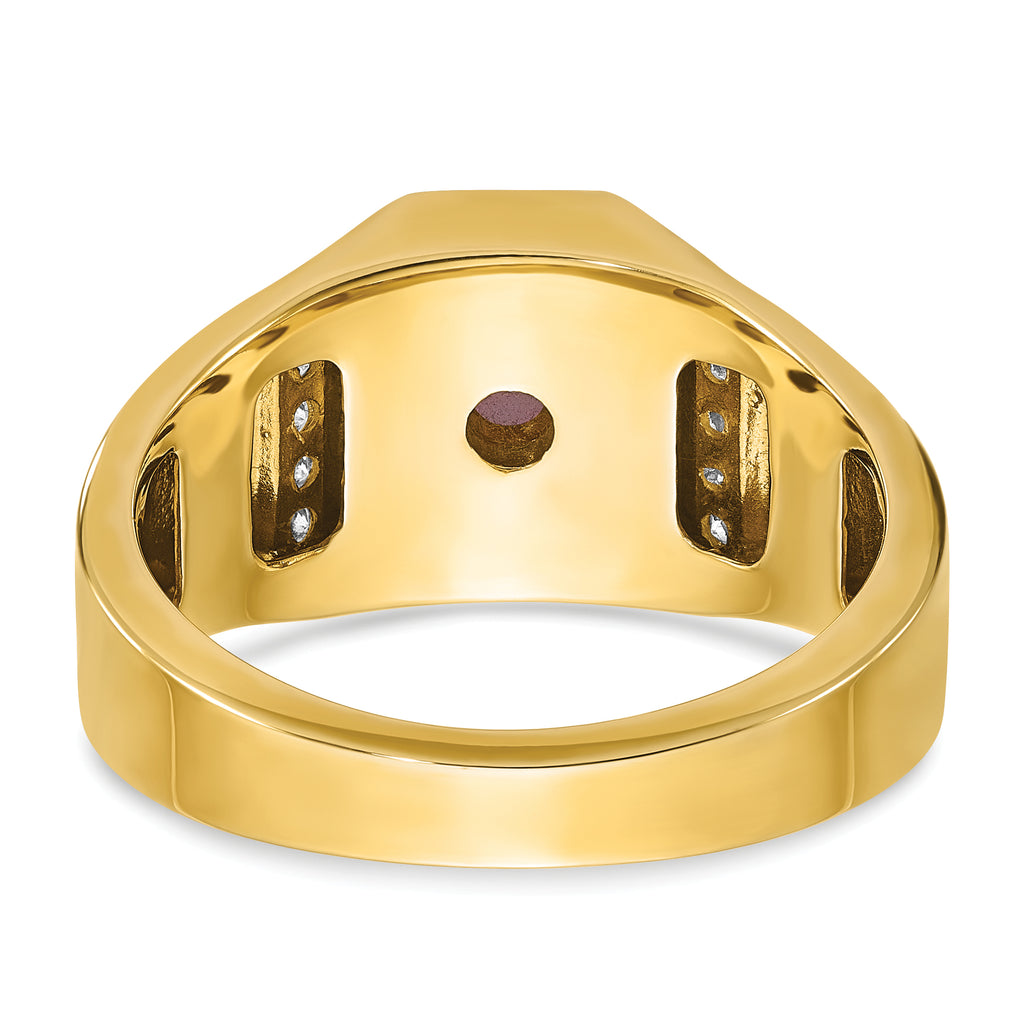 14k Mens Octagon Gemstone and Diamond Ring Mounting, Mounting Only - Sophia Jewelers