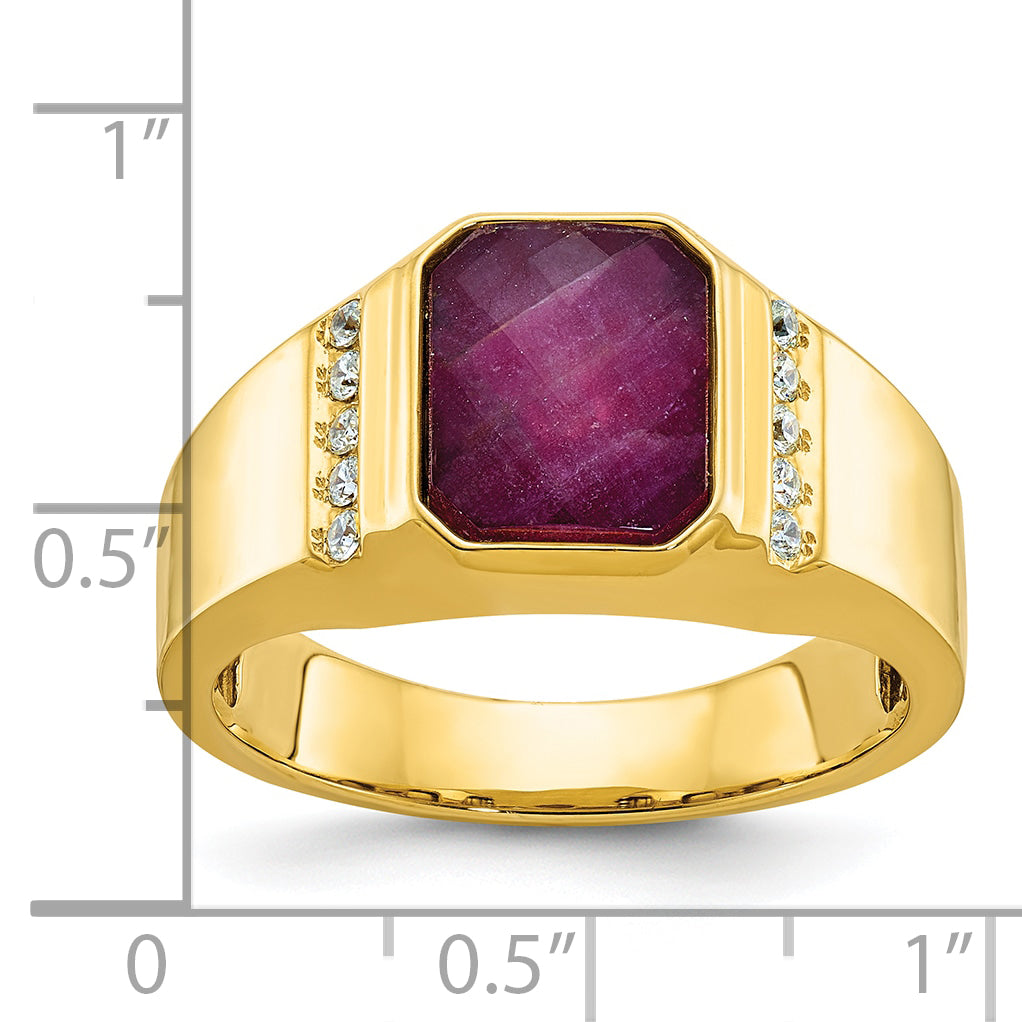 14k Mens Octagon Gemstone and Diamond Ring Mounting, Mounting Only - Sophia Jewelers