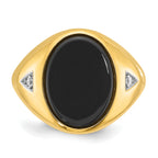 10k Men's Oval Onyx and Diamond Complete Ring