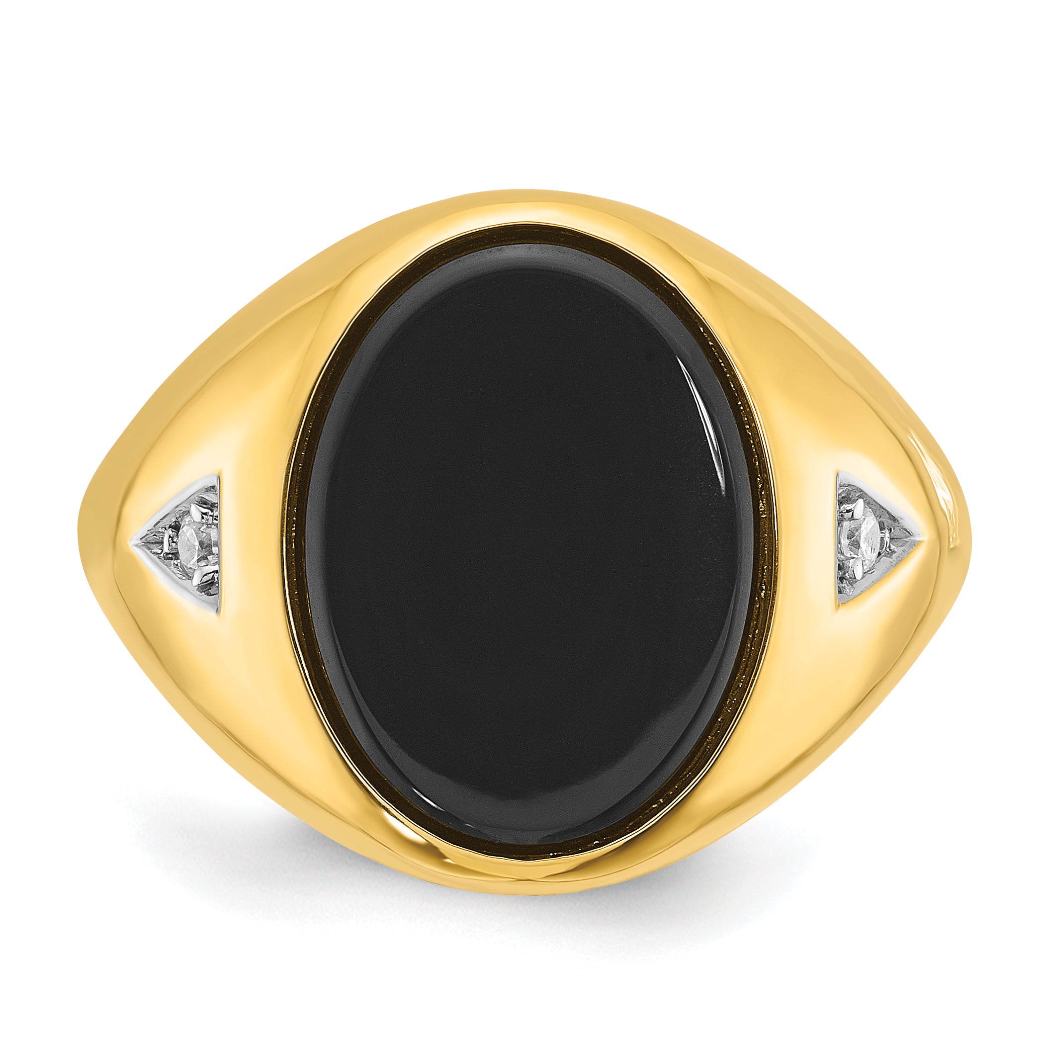 10k Men's Oval Onyx and Diamond Complete Ring
