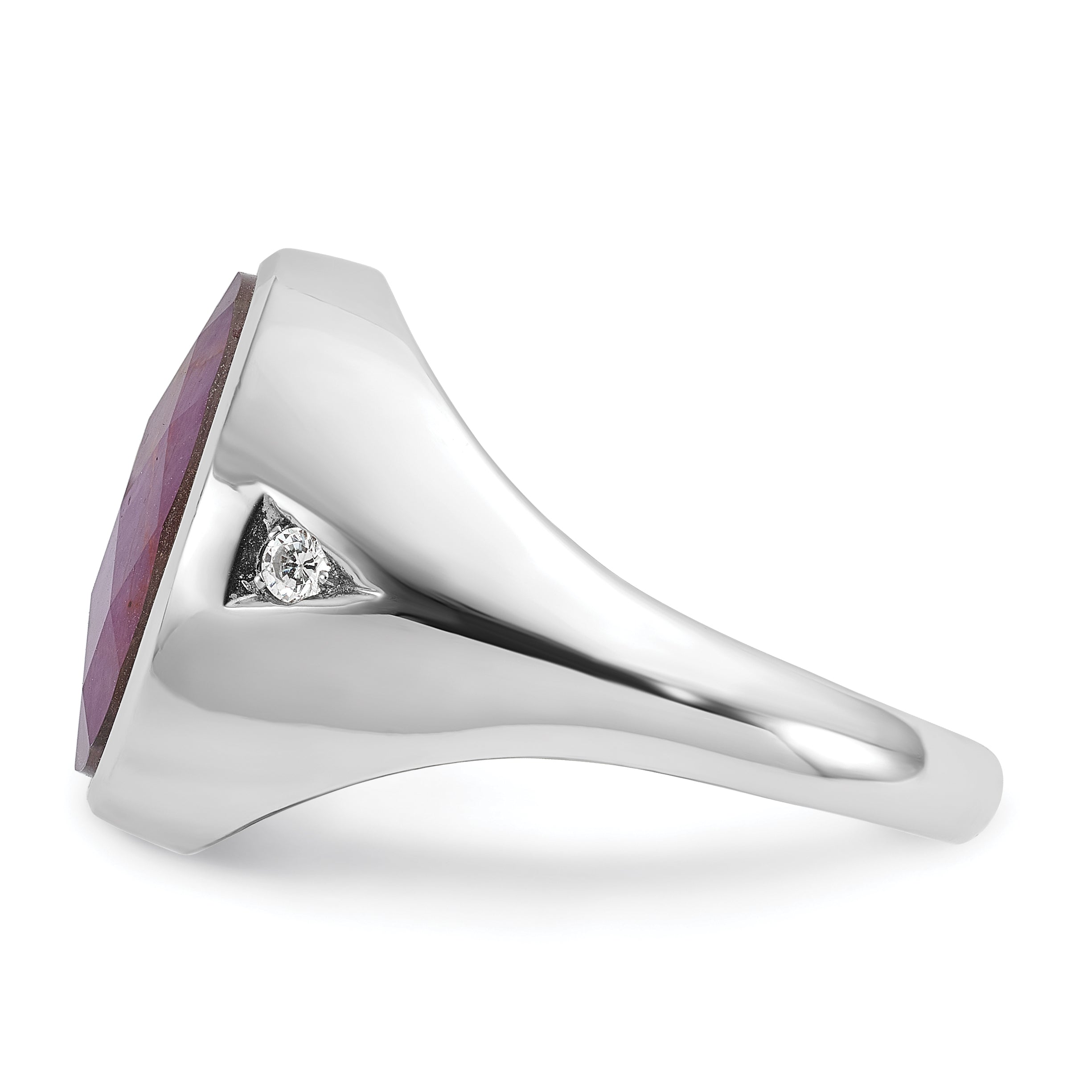 14k White Gold Mens Oval Gemstone and Diamond Ring Mounting, Mounting Only - Sophia Jewelers
