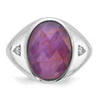 14k White Gold Mens Oval Gemstone and Diamond Ring Mounting, Mounting Only - Sophia Jewelers