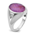 14k White Gold Mens Oval Gemstone and Diamond Ring Mounting, Mounting Only - Sophia Jewelers