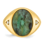14k Men's Oval Gemstone and Diamond Ring Mounting (No Stones Included)