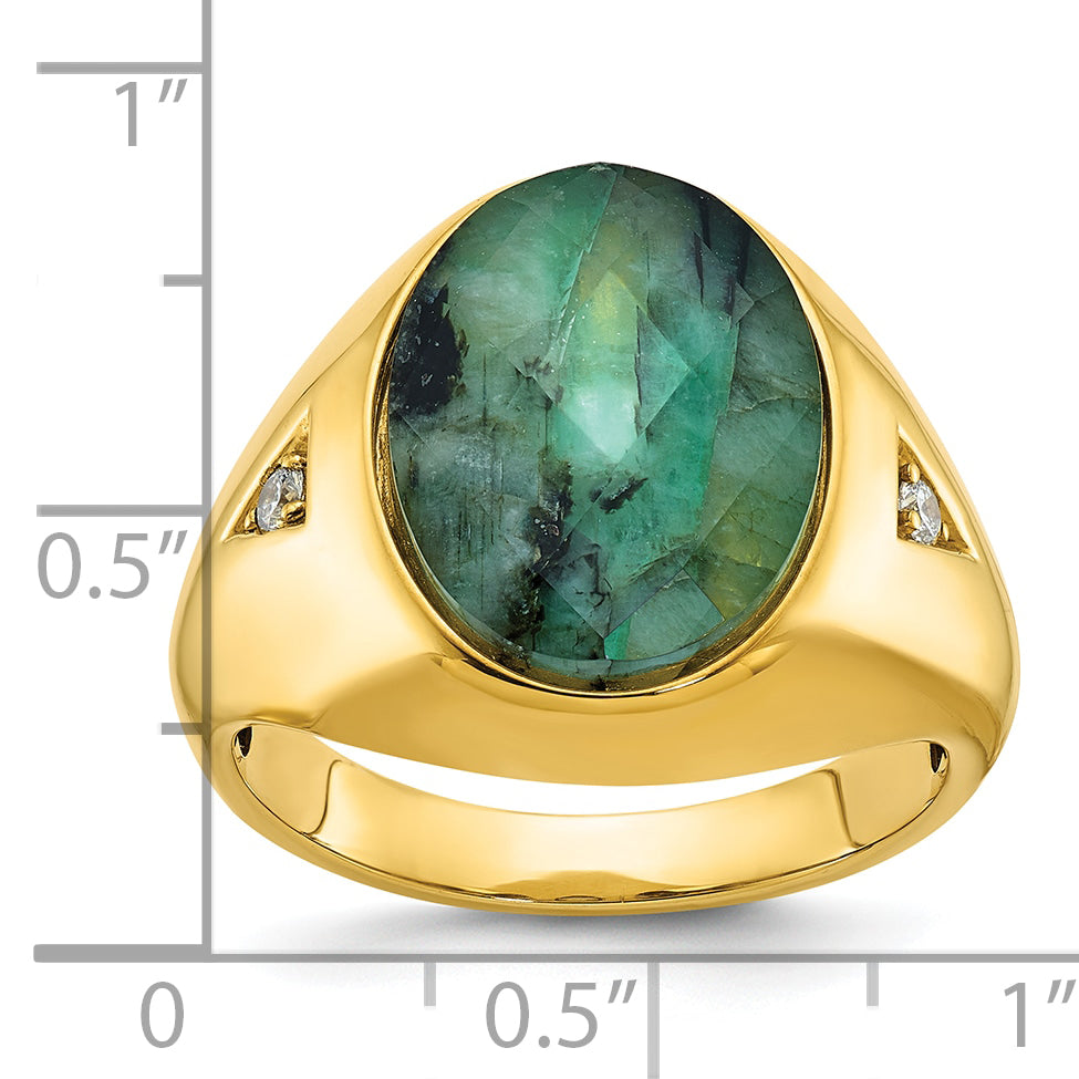 14k Men's Oval Gemstone and Diamond Ring Mounting (No Stones Included)