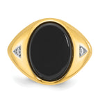 14k Men's Oval Onyx and 1/15 carat Diamond Complete Ring