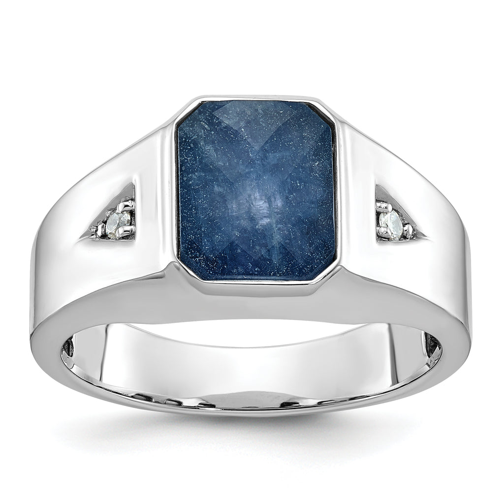 10kw Men's Sapphire Doublet Stone and Diamond Complete Ring
