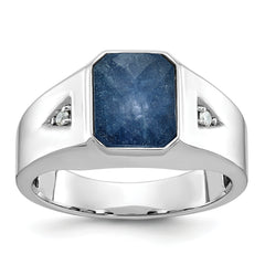 10kw Men's Sapphire Doublet Stone and Diamond Complete Ring