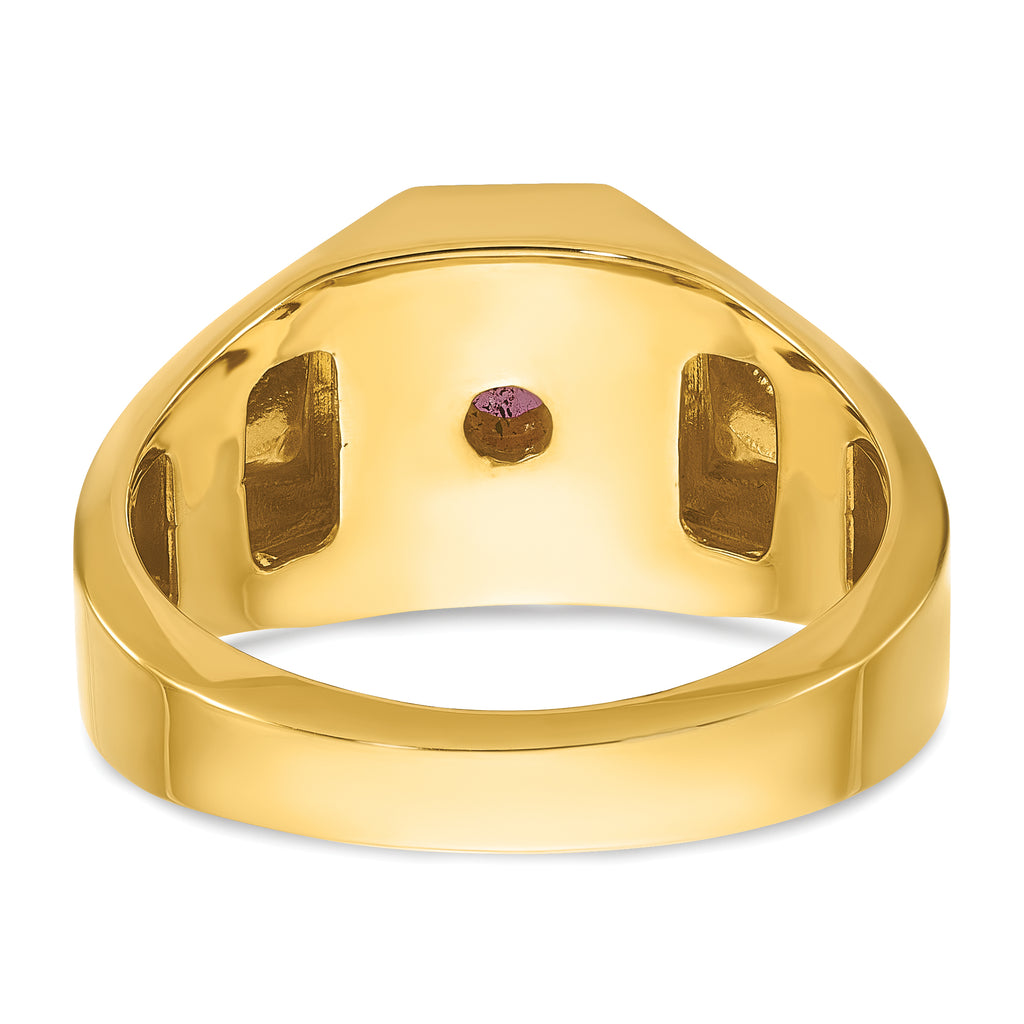 10k Men's Created Ruby Doublet Stone and Diamond Complete Ring