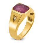 10k Men's Created Ruby Doublet Stone and Diamond Complete Ring