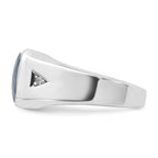 14k White Gold Mens Octagon Gemstone and Diamond Ring Mounting, Mounting Only - Sophia Jewelers
