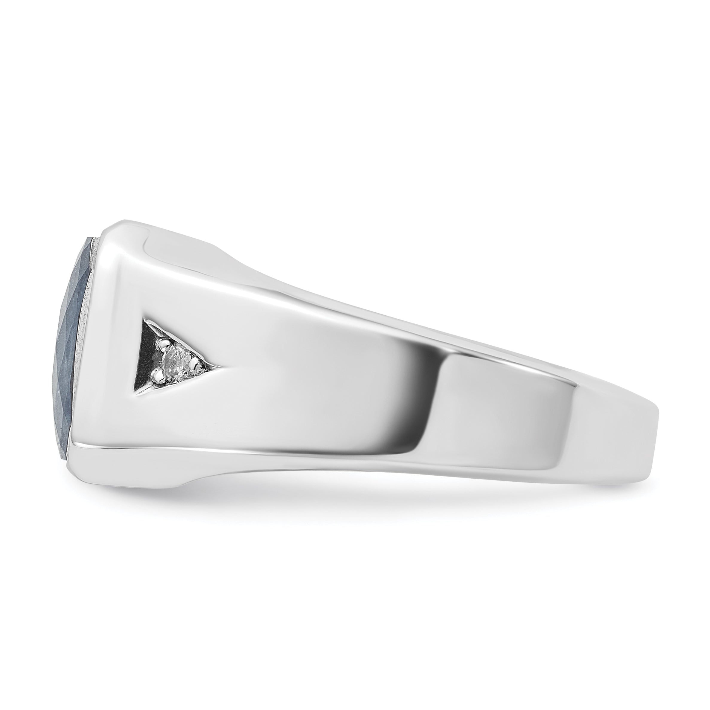 14k White Gold Mens Octagon Gemstone and Diamond Ring Mounting, Mounting Only - Sophia Jewelers