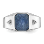 14k White Gold Mens Octagon Gemstone and Diamond Ring Mounting, Mounting Only - Sophia Jewelers