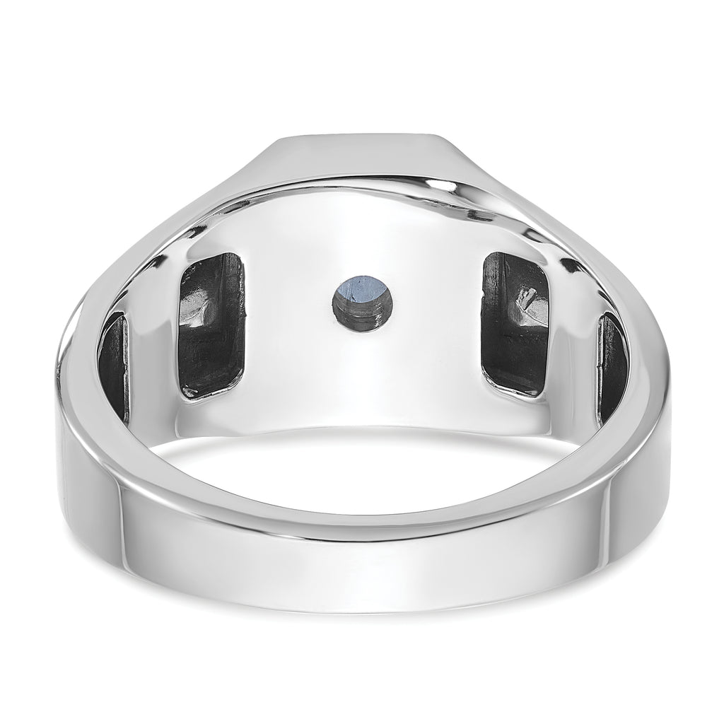 14k White Gold Mens Octagon Gemstone and Diamond Ring Mounting, Mounting Only - Sophia Jewelers
