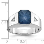 14k White Gold Mens Octagon Gemstone and Diamond Ring Mounting, Mounting Only - Sophia Jewelers