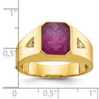 14k Mens Octagon Ruby Doublet Stone and 1/20 carat Diamond Complete Ring - Sophia Jewelers