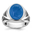 14k White Gold Mens with Black Rhodium Oval Blue Agate Complete Ring - Sophia Jewelers