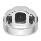 14k Two-tone Mens Polished and Satin Octagon Onyx and 1/10 carat Diamond Complete Ring - Sophia Jewelers