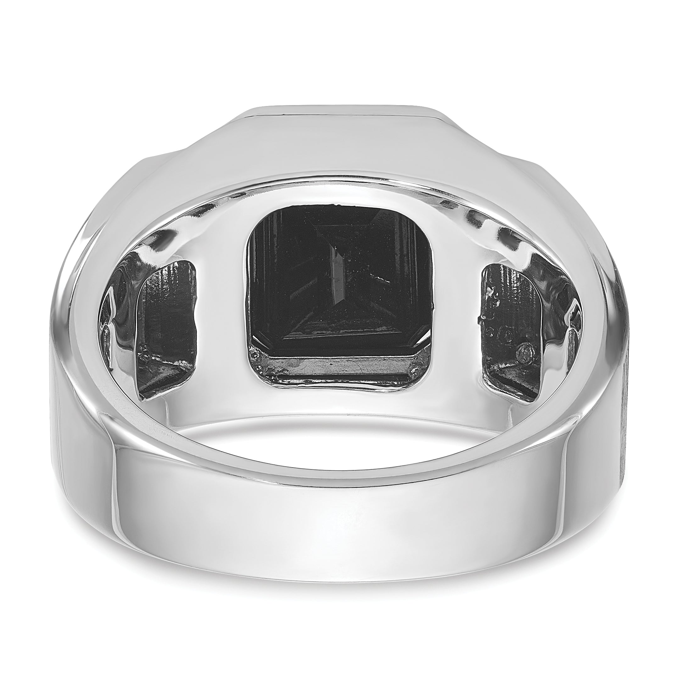 14k Two-tone Mens Polished and Satin Octagon Onyx and 1/10 carat Diamond Complete Ring - Sophia Jewelers