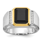14k Two-tone Mens Polished and Satin Octagon Onyx Diamond Ring Mounting, Mounting Only - Sophia Jewelers