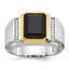 14k Two-tone Mens Polished and Satin Octagon Onyx Diamond Ring Mounting, Mounting Only - Sophia Jewelers