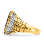 14k Mens Oval Onyx and 7/8 carat Diamond Nugget Complete Ring - Sophia Jewelers