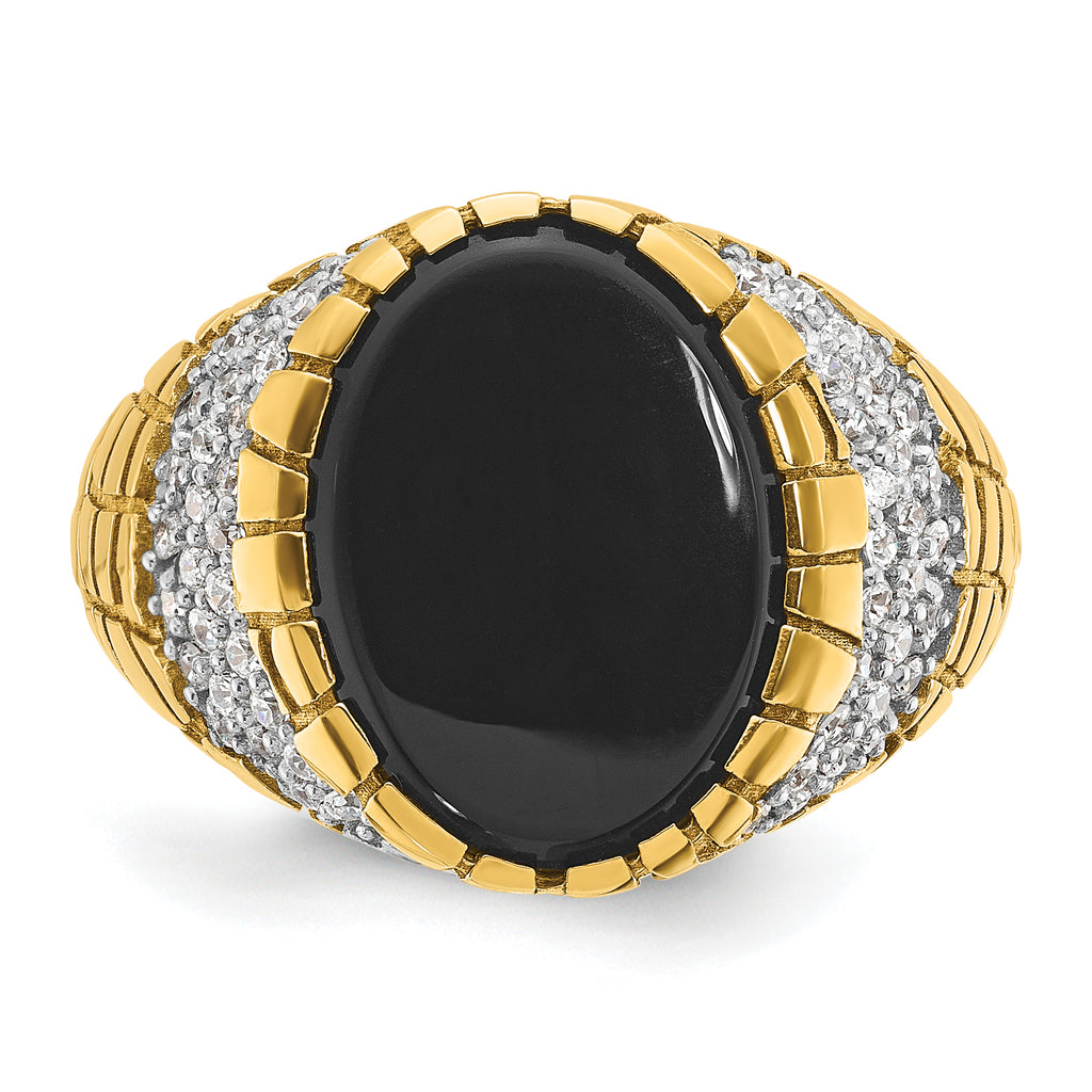 14k Mens Oval Onyx and Diamond Nugget Ring Mounting, Mounting Only - Sophia Jewelers