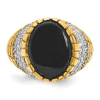 14k Mens Oval Onyx and Diamond Nugget Ring Mounting, Mounting Only - Sophia Jewelers