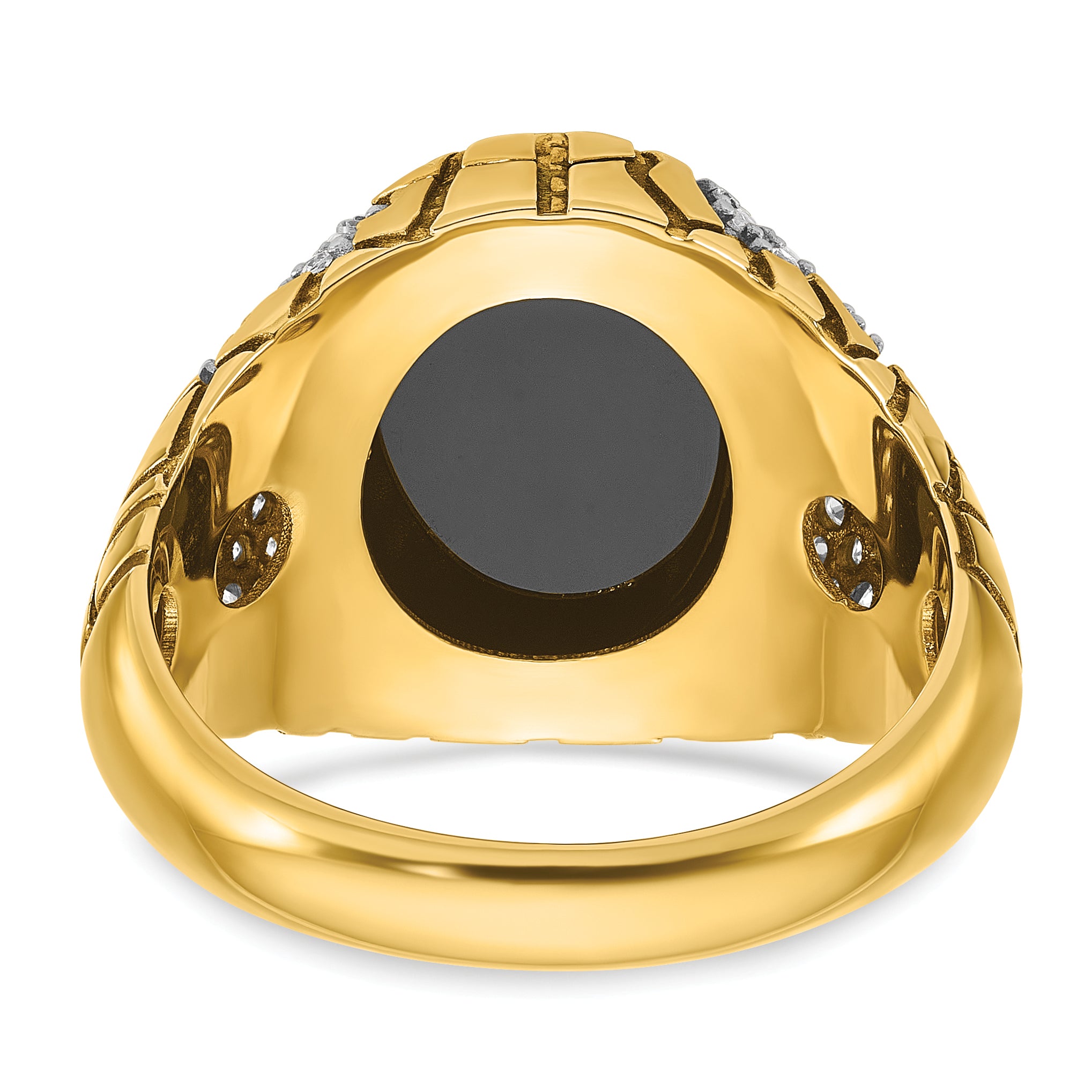 14k Mens Oval Onyx and 7/8 carat Diamond Nugget Complete Ring - Sophia Jewelers
