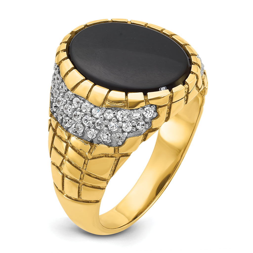 14k Mens Oval Onyx and Diamond Nugget Ring Mounting, Mounting Only - Sophia Jewelers