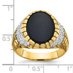 14k Mens Oval Onyx and Diamond Nugget Ring Mounting, Mounting Only - Sophia Jewelers