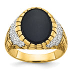 14k Mens Oval Onyx and 7/8 carat Diamond Nugget Complete Ring - Sophia Jewelers