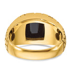 10k Men's Polished and Nugget Textured Onyx and 1/4 Carat A Quality Diamond Ring