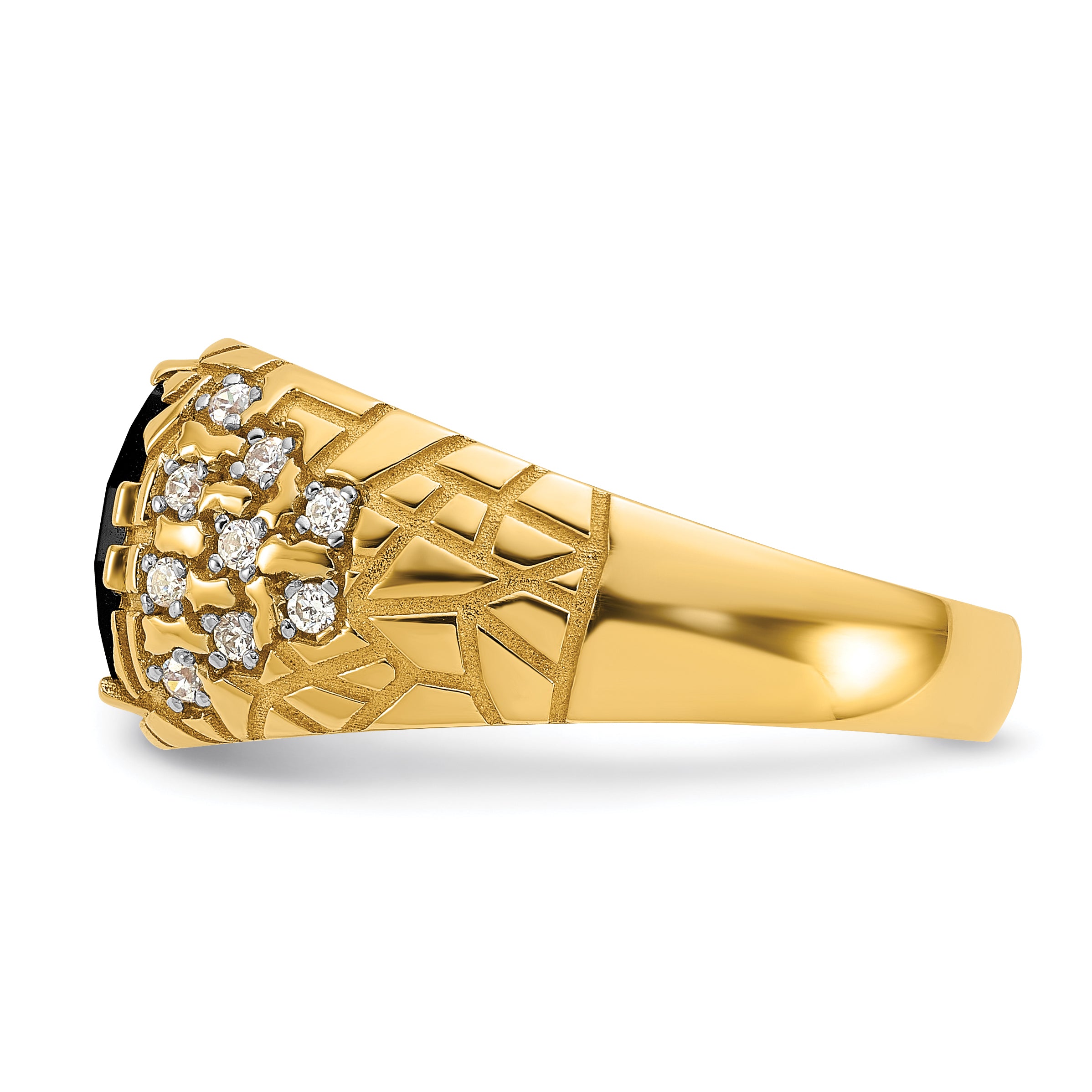 14k Mens Barrel Onyx and Diamond Nugget Ring Mounting, Mounting Only - Sophia Jewelers