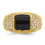 14k Mens Barrel Onyx and 1/4 carat Diamond Nugget Complete Ring - Sophia Jewelers