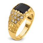 14k Mens Barrel Onyx and Diamond Nugget Ring Mounting, Mounting Only - Sophia Jewelers