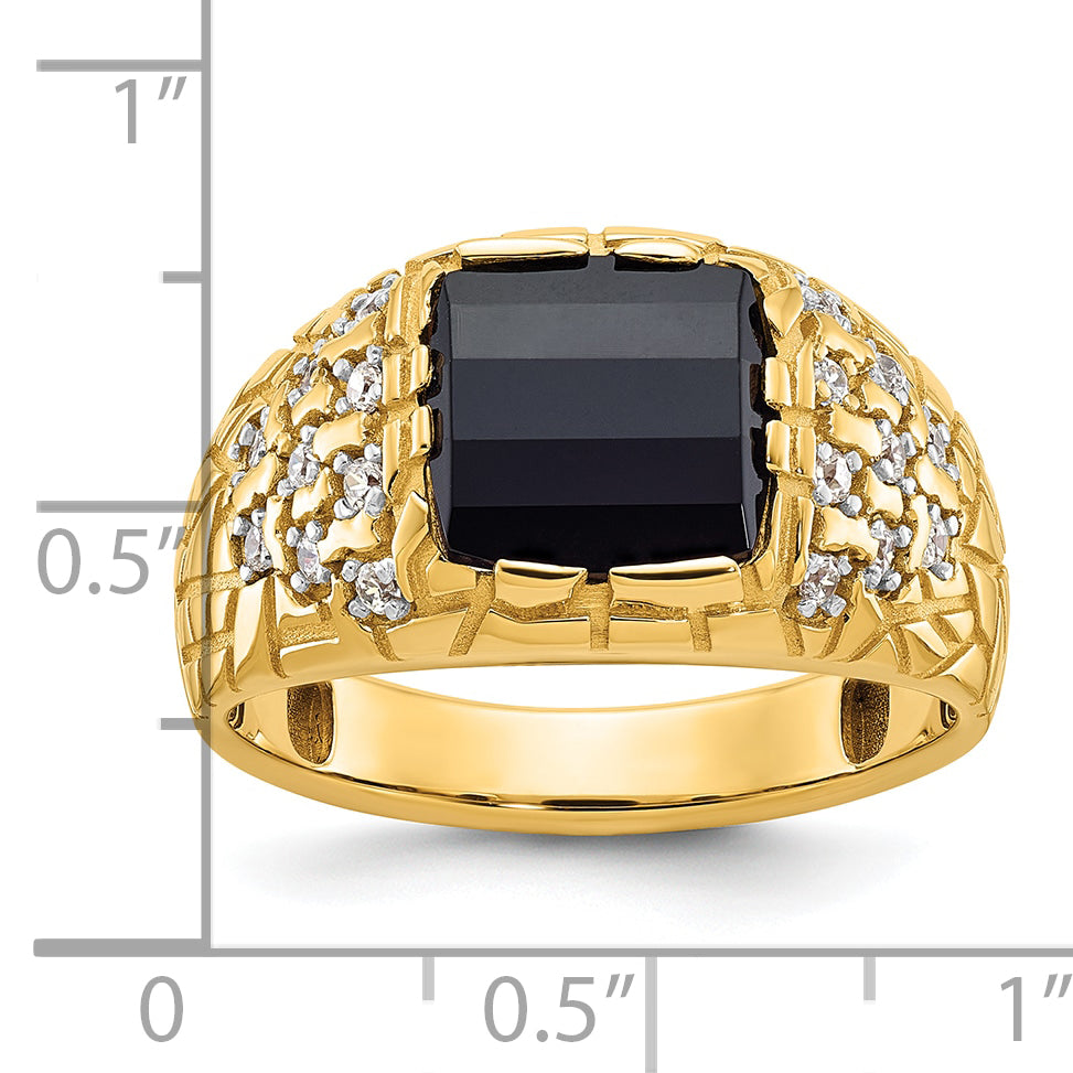 14k Mens Barrel Onyx and Diamond Nugget Ring Mounting, Mounting Only - Sophia Jewelers